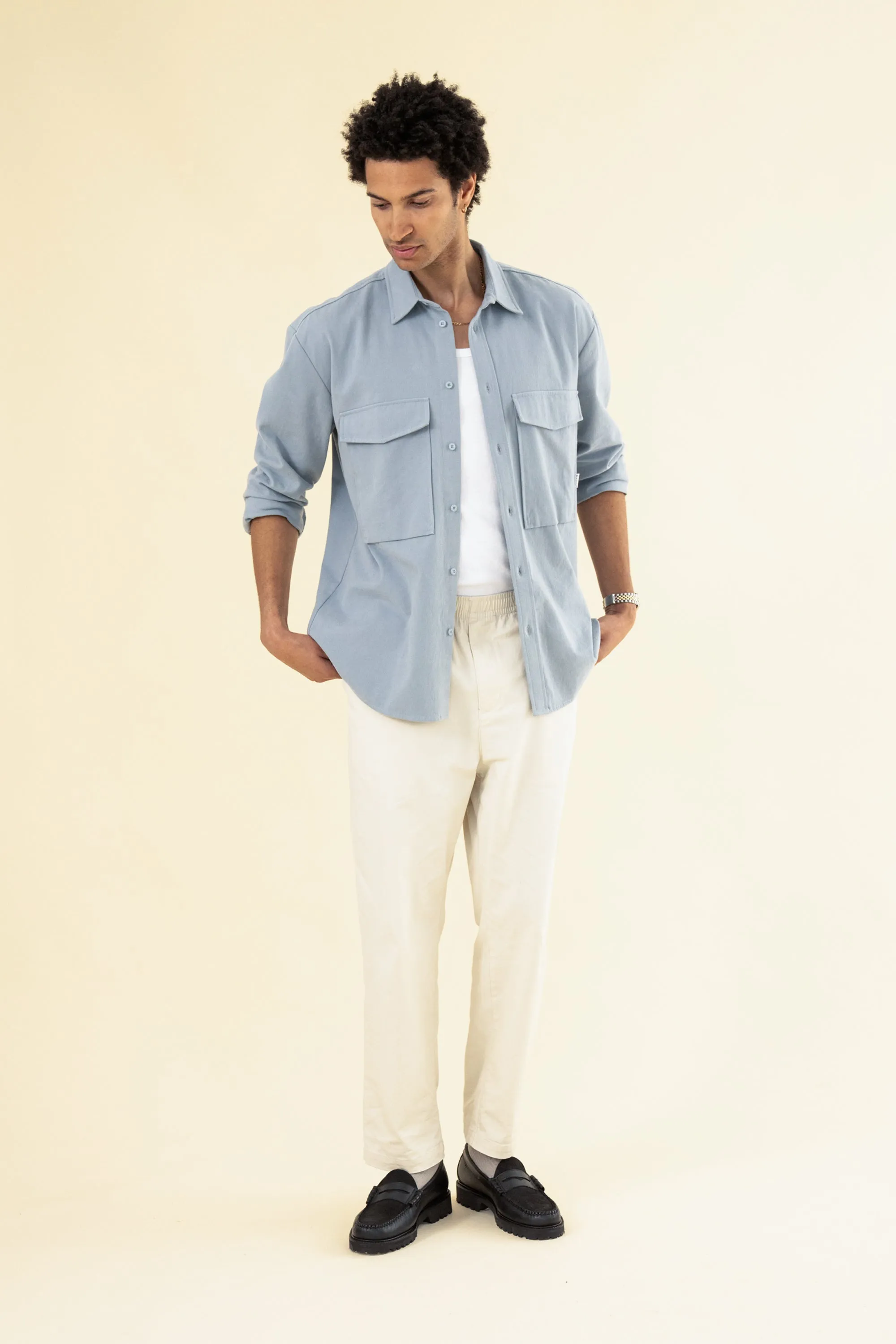 WILLIAM STAPLE COTTON TROUSER - ECRU