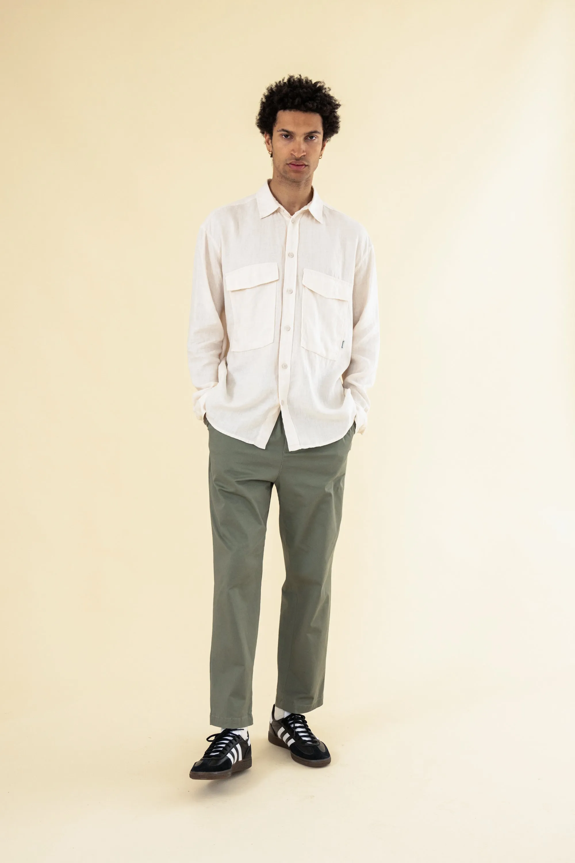 WILLIAM STAPLE COTTON TROUSER - OLIVE