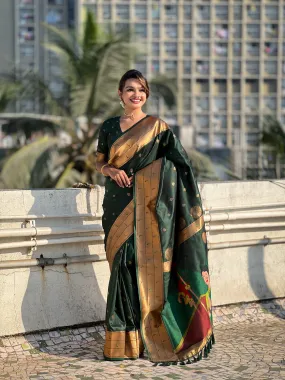 Women's Designer Maharashtrian Pure Banarasi Paithani Saree
