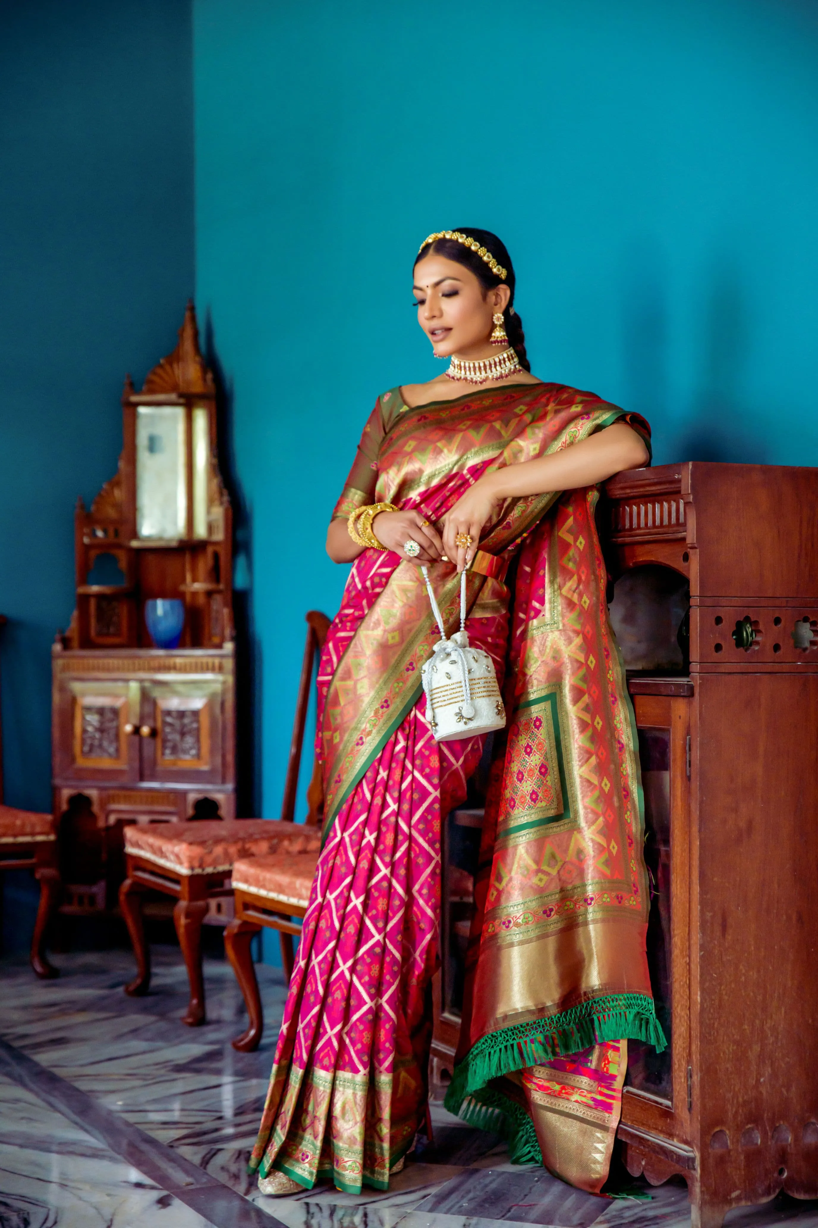 Women's Designer Party Wear Banarasi Soft Patola Silk Saree