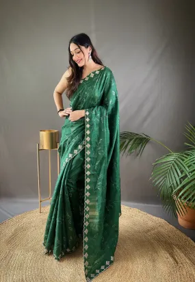 Women's Designer Party Wear Falak Pure Ruhi Silk Water Sequence With Cutwork Saree
